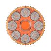 Top view of the orange Dosing Capsule Magazine showing its circular compartments