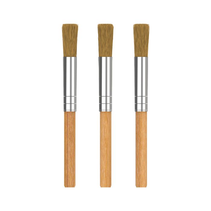 Three Storz & Bickel cleaning brushes standing upright on a white background