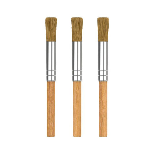 Three Storz & Bickel cleaning brushes standing upright on a white background