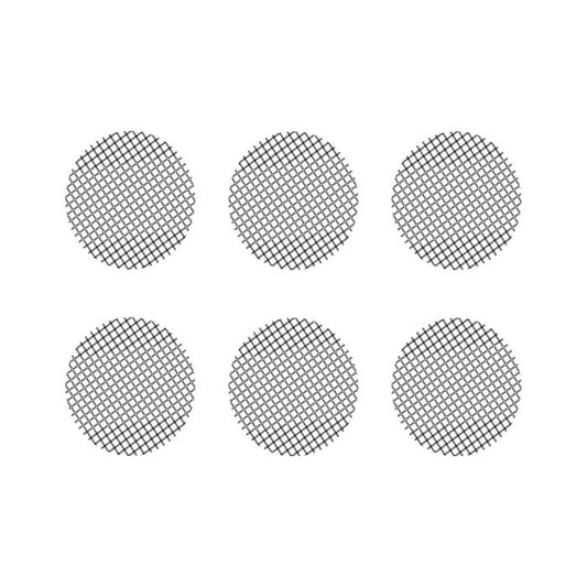 Six small round Storz & Bickel coarse mesh screens arranged in two rows