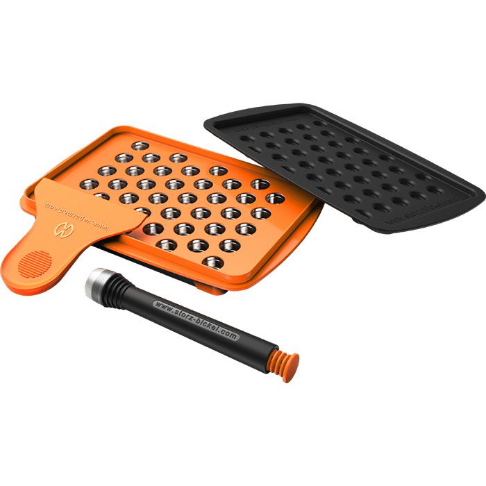 Storz & Bickel Dosing Capsule Filling Set with orange tray, black cover and filling tool