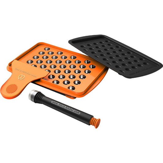 Storz & Bickel Dosing Capsule Filling Set with orange tray, black cover and filling tool