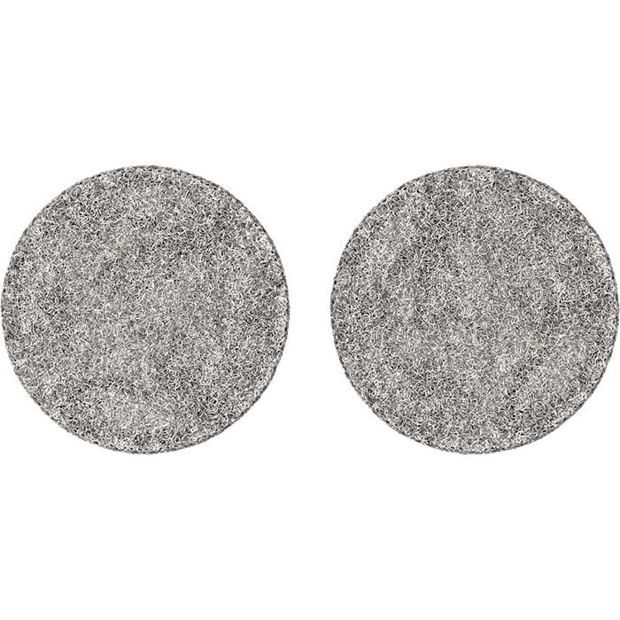 Two round grey Storz & Bickel filling pads viewed from above