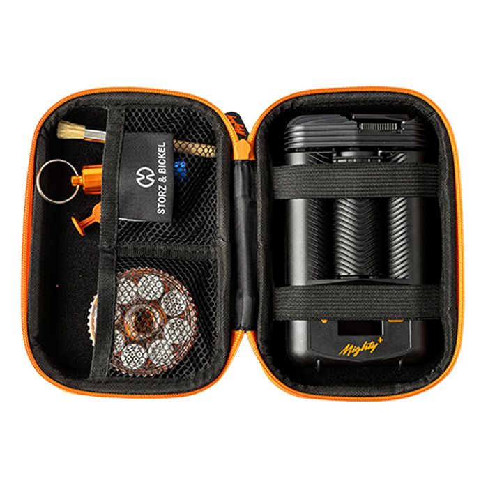 Open MIGHTY(+) MEDIC Case with a device and accessories arranged inside
